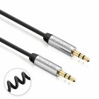 Sentivus AU010 Premium Audio Klinke Spiral-Kabel (3,5mm Stecker auf 3,5mm Stecker), Vergoldete Kontakte, 3,00m, schwarz