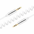 Sentivus AU011 Premium Audio Klinke Spiral-Kabel (3,5mm Stecker auf 3,5mm Stecker), Vergoldete Kontakte, 3,00m, weiß