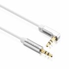 Sentivus AU031 Premium Audio Klinken Kabel (3,5mm Stecker auf 3,5mm Stecker 90 Grad gewinkelt), Vergoldete Kontakte, 3,00m, weiß