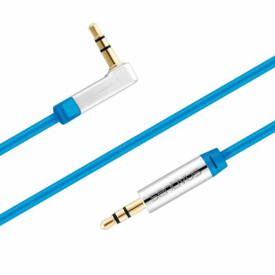 Sentivus AU033 Premium Audio Klinken Kabel (3,5mm Stecker auf 3,5mm Stecker 90 Grad gewinkelt), Vergoldete Kontakte, 0,10m, blau
