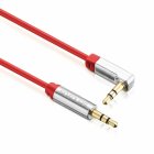 Sentivus AU035 Premium Audio Klinken Kabel (3,5mm Stecker auf 3,5mm Stecker 90 Grad gewinkelt), Vergoldete Kontakte, 3,00m, rot