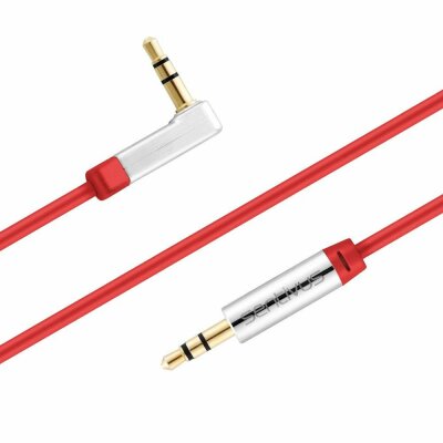 Sentivus AU035 Premium Audio Klinken Kabel (3,5mm Stecker auf 3,5mm Stecker 90 Grad gewinkelt), Vergoldete Kontakte, 5,00m, rot