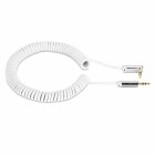 Sentivus AU041 Premium Audio Klinke Spiral-Kabel (3,5mm Stecker auf 3,5mm Stecker 90 Grad gewinkelt), Vergoldete Kontakte, 3,00m, weiß