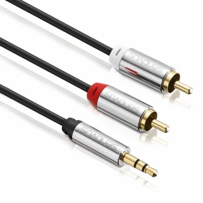 Sentivus AU070 Premium Audio Klinken auf Cinch Kabel (3,5mm Stecker auf 2x Cinch-Stecker), Vergoldete Kontakte, 2,00m, schwarz