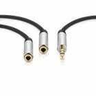 Sentivus AU100 Premium Audio Klinken Y-Splitter-Kabel (3,5mm Stecker auf 2 x 3,5mm Buchse), 0,10m, schwarz