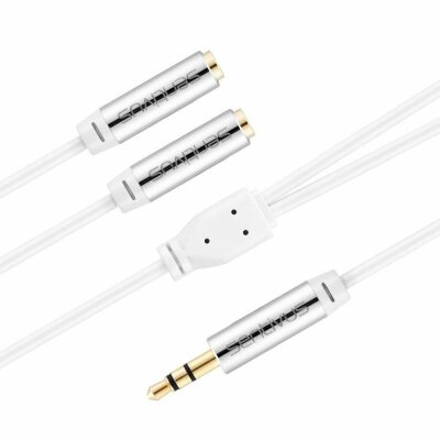 Sentivus AU101 Premium Audio Klinken Y-Splitter-Kabel (3,5mm Stecker auf 2 x 3,5mm Buchse), 1,50m, weiß