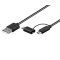 USB Daten-/Ladekabel für Apple + Android (Micro USB Stecker +  Lightning auf USB-A Stecker), 1,00m, schwarz