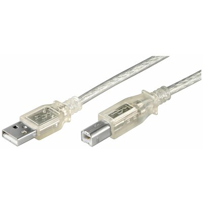 USB Kabel High Speed (A-Stecker auf B-Stecker) transparent 1,5m