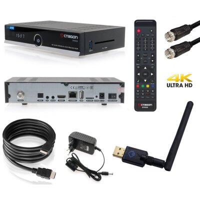Octagon SF8008 4K UHD E2 Linux Single Sat (DVB-S2x) Receiver (inkl. Kabel-Set + Wifi Antenne 600Mbit/s)