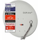 DUR-line 4 Teilnehmer Set - Qualitäts-Alu-Satelliten-Komplettanlage - Select 75/80cm Spiegel/Schüssel Hellgrau + Quad LNB - für 4 Receiver/TV [Neuste Technik, DVB-S2, 4K, 3D]