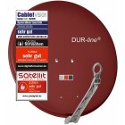 DUR-line 4 Teilnehmer Set - Qualitäts-Alu-Satelliten-Komplettanlage - Select 75/80cm Spiegel/Schüssel Rot + Quad LNB - für 4 Receiver/TV [Neuste Technik, DVB-S2, 4K, 3D]