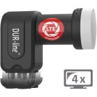 DUR-line +Ultra Quad LNB - 4 Teilnehmer schwarz - mit LTE-Filter [ Test SEHR GUT ] 4-Fach, digital, Full HD, 4K, 3D, Sieger - Premium-Qualität