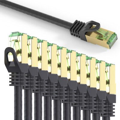 conecto CC50456 RJ45 Ethernet-Netzwerkkabel (S/FTP, PIMF, CCA AWG26/7), mit Cat7 Rohkabel 25,0m schwarz (10er Set + 1x gratis!)