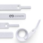 conecto Klett Kabelbinder 10cm Klettband mit Loop - Kabelmanagement Kabelorganizer Klettkabelbinder Klettverschluss weiß, 50 Stk.