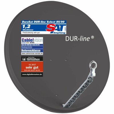 DUR-line Select 85/90cm Anthrazit Satelliten-Schüssel - 3 x Test + Sehr gut + Aluminium Sat-Spiegel
