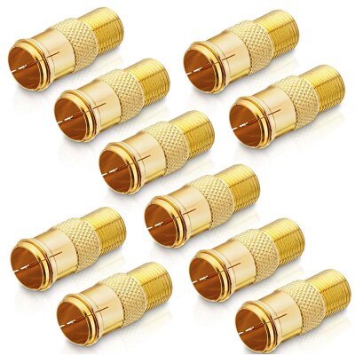 Adapter mit F-Quick-Stecker auf F-Buchse vergoldet gold (10 Stück)