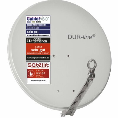 DUR-line Select 75/80cm Hellgrau Satelliten-Schüssel - 3 x Test + Sehr gut + Aluminium Sat-Spiegel