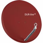 DUR-line 4 Teilnehmer Set - Qualitäts-Alu-Satelliten-Komplettanlage - Select 85/90cm Spiegel/Schüssel Rot + Quad LNB - für 4 Receiver/TV [Neuste Technik, DVB-S2, 4K, 3D]