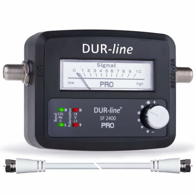 DUR-line® SF 2400 Pro - Satfinder - NEU - Messgerät zum exakten Ausrichten Ihrer digitalen Satelliten-Schüssel inkl. F-Kabel und verständlicher Deutscher Anleitung