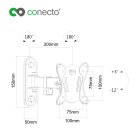 conecto CC50267 Wandhalterung für TV Geräte mit 33-69 cm (13-27 Zoll), neigbar: -12° bis 3°, schwenkbar: -90° bis 90°, Wandabstand: 65-200mm, Traglast: max. 25,0kg, VESA 100x100, schwarz, inkl. GRATIS HDMI-Kabel und Klett-Kabelbinder