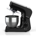 THOMSON Crea Chef Küchenmaschine Multifunktional - Kitchen Machine (Mixer, Rührgerät, Knetmaschine etc.), Kitchen Robot mit Rührschüssel (Edelstahl) für Teig & Co, Schwarz