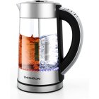 THOMSON Wasserkocher Glas mit Temperatureinstellung | Integriertes Teesieb | Herausnehmbarer Antikalk-Filter | Warmhaltefunktion | 1,7 Liter