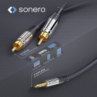 sonero® Premium Audio Adapterkabel, 2,00m, 3.5mm Klinke auf 2x Cinch Stecker, vergoldete Kontakte, schwarz