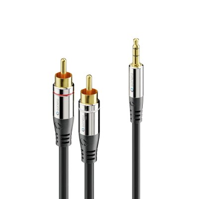sonero® Premium Audio Adapterkabel, 5,00m, 3.5mm Klinke auf 2x Cinch Stecker, vergoldete Kontakte, schwarz