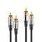 sonero® Premium Cinch Audiokabel, 2x Cinch Stecker auf 2x Cinch Stecker 1,00m, vergoldete Kontakte, schwarz