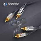 sonero® Premium Cinch Audiokabel, 2x Cinch Stecker auf 2x Cinch Stecker 7,50m, vergoldete Kontakte, schwarz