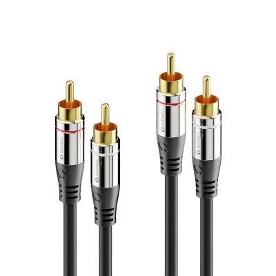sonero® Premium Cinch Audiokabel, 2x Cinch Stecker auf 2x Cinch Stecker 10,0m, vergoldete Kontakte, schwarz