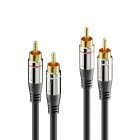 sonero® Premium Cinch Audiokabel, 2x Cinch Stecker auf 2x Cinch Stecker 10,0m, vergoldete Kontakte, schwarz