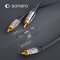 sonero® Premium Cinch Audiokabel, 1x Cinch Stecker auf 2x Cinch Stecker 1,00m, vergoldete Kontakte, schwarz