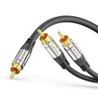 sonero® Premium Cinch Audiokabel, 1x Cinch Stecker auf 2x Cinch Stecker 1,50m, vergoldete Kontakte, schwarz