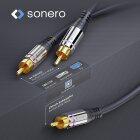 sonero® Premium Cinch Audiokabel, 1x Cinch Stecker auf 2x Cinch Stecker 5,00m, vergoldete Kontakte, schwarz