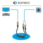sonero® Premium Subwoofer Audio Adapter, 0,20m, Cinch Stecker auf 2x Cinch Buchse, schwarz