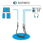 sonero® Premium Stereo Audio Adapter, 0,20m, 3,5mm Klinke Stecker auf 2x 3,5mm Klinke Buchse, schwarz