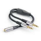 sonero® Premium Stereo Audio Adapter, 0,20m, 2x 3,5mm Klinke Stecker auf 3,5mm Klinke Buchse, schwarz