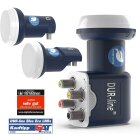 DUR-line Blue ECO Twin - Stromspar-LNB - 2 Teilnehmer - Premium-Qualität - [ Test SEHR GUT *] 2-Fach, digital, Full HD, 4K, 3D