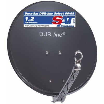 DUR-line Select 60/65cm Anthrazit Satelliten-Schüssel - Test + Sehr gut + Aluminium Sat-Spiegel, B-Ware wie NEU