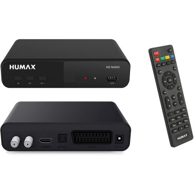 Humax HD Nano Digitaler HD Satellitenreceiver 1080P Digital HDTV Sat-Receiver mit 12V Netzteil Camping - Astra vorinstalliert - HDMI, SCART, DVB-S/S2