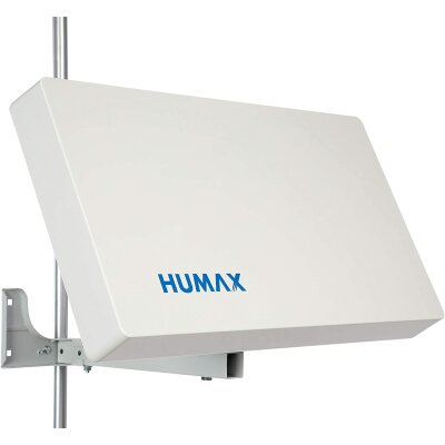 Humax Quad Flat Sat Flachantenne 50-QD - Satelliten-Flachantenne inkl. Fenster-, Wand- und Masthalterung für 4 Teilnehmer