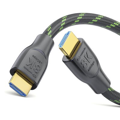 conecto Premium Zertifiziertes 8K Ultra High Speed HDMI Kabel mit Ethernet, Nylongeflecht, vergoldete Anschlüsse (8K UltraHD, 4K 3D mit 50Hz/60Hz, 48Gbps Full Bandwith, Dynamic HDR), 1,50m