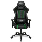 L33T Elite V3 Gaming Stuhl HQ Bürostuhl Ergonomischer Chefsessel E-Sport PC-Stuhl mit Nacken-, u. Lendenwirbelstütze, PU Leder, Hohe Rückenlehne, Verstellbarer Schreibtischstuhl E-Sports Gaming Chair, schwarz/grün