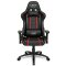 L33T Elite V3 Gaming Stuhl HQ Bürostuhl Ergonomischer Chefsessel E-Sport PC-Stuhl mit Nacken-, u. Lendenwirbelstütze, PU Leder, Hohe Rückenlehne, Verstellbarer Schreibtischstuhl E-Sports Gaming Chair, schwarz/rot