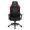 L33T E-Sport Pro Excellence Gaming Stuhl | extra breiter Sitz HQ Bürostuhl Ergonomischer Chefsessel E-Sport PC-Stuhl mit mechanische Lendenwirbelstütze, Lederbezug, Verstellbarer Schreibtischstuhl E-Sports Gaming Chair, schwarz/rot