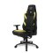 L33T E-Sport Pro Excellence Gaming Stuhl | extra breiter Sitz HQ Bürostuhl Ergonomischer Chefsessel E-Sport PC-Stuhl mit mechanische Lendenwirbelstütze, Lederbezug, Verstellbarer Schreibtischstuhl E-Sports Gaming Chair, schwarz/gelb