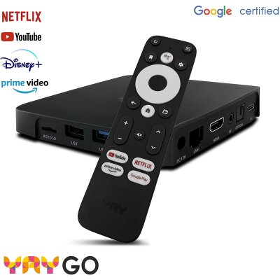 YAY GO Android TV HIGH-END 4K UHD Streaming Box Android 10.0 und Chromecast integriert - (Chromecast, HDMI, Netflix (4K), Prime Video (4K), Disney+ (4K))