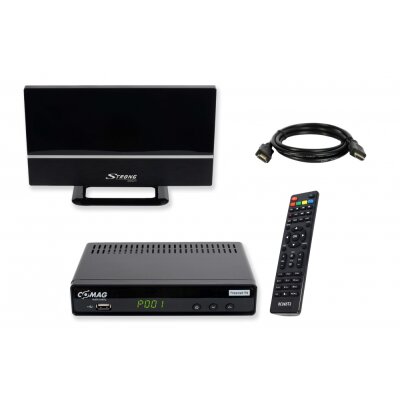 COMAG SL65T2 DVB-T2 Receiver inkl. 3 Monate gratis Freenet TV (Private Sender in HD), PVR Ready, Full-HD, HDMI, SCART, Mediaplayer, USB 2.0, 12V tauglich, 2m HDMI Kabel und DVB-T2 Zimmerantenne