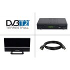 SET-ONE EasyOne 740 HD DVB-T2 Receiver inkl. 3 Monate gratis Freenet TV (Private Sender in HD), PVR Ready, 1080p, HDMI, LAN, HBBTV, USB 2.0, 12V tauglich, 2m HDMI Kabel, DVB-T2 Zimmerantenne